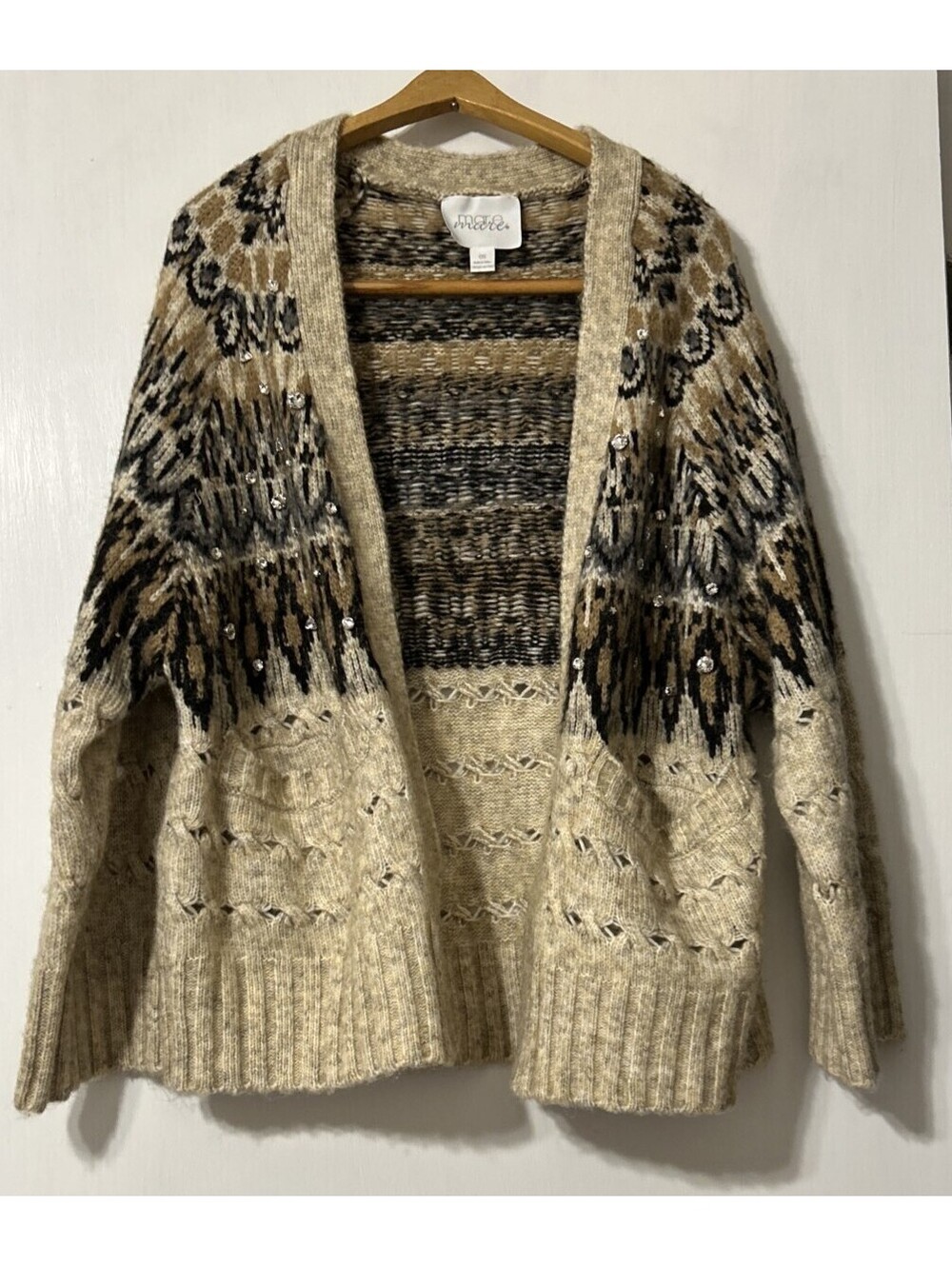 Mare Mare Embellished Fairisle Cardigan Sweater - Anthropologie - Size L